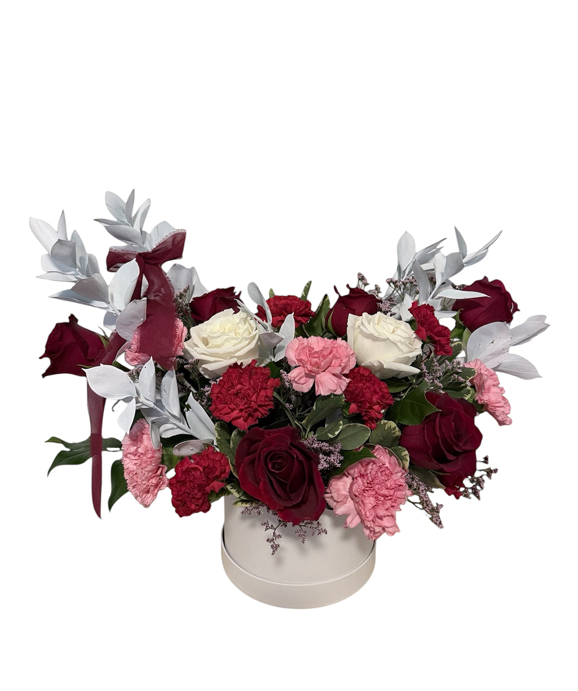 Classic Rose Hat Box with Limonium